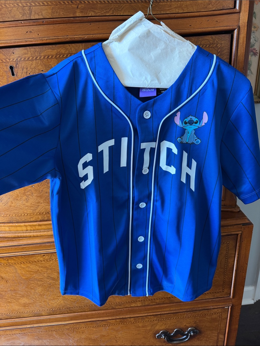 Disney Blue Stitch Baseball Jersey with White Trim
